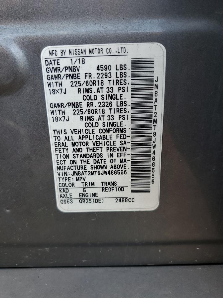 2018 Nissan Rogue S VIN: JN8AT2MT9JW466556 Lot: 82267755