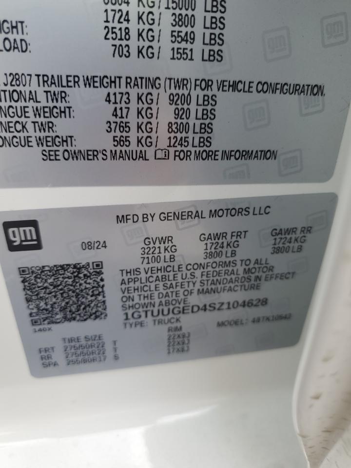 2025 GMC Sierra K1500 Denali VIN: 1GTUUGED4SZ104628 Lot: 85562605