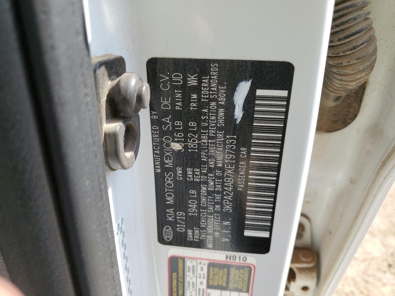 2019 Kia Rio S VIN: 3KPA24AB7KE197331 Lot: 86086385