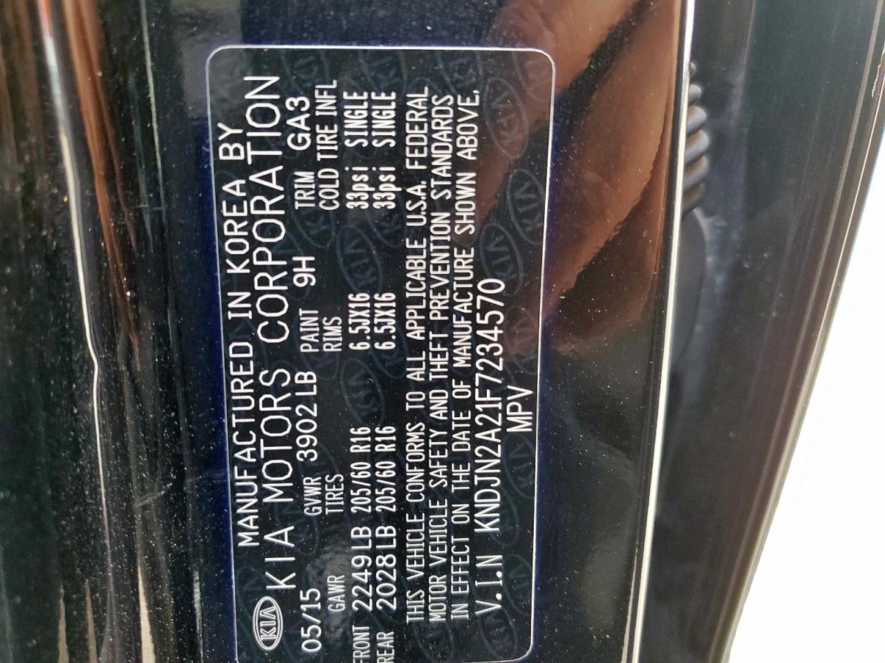 2015 Kia Soul VIN: KNDJN2A21F7234570 Lot: 90294555