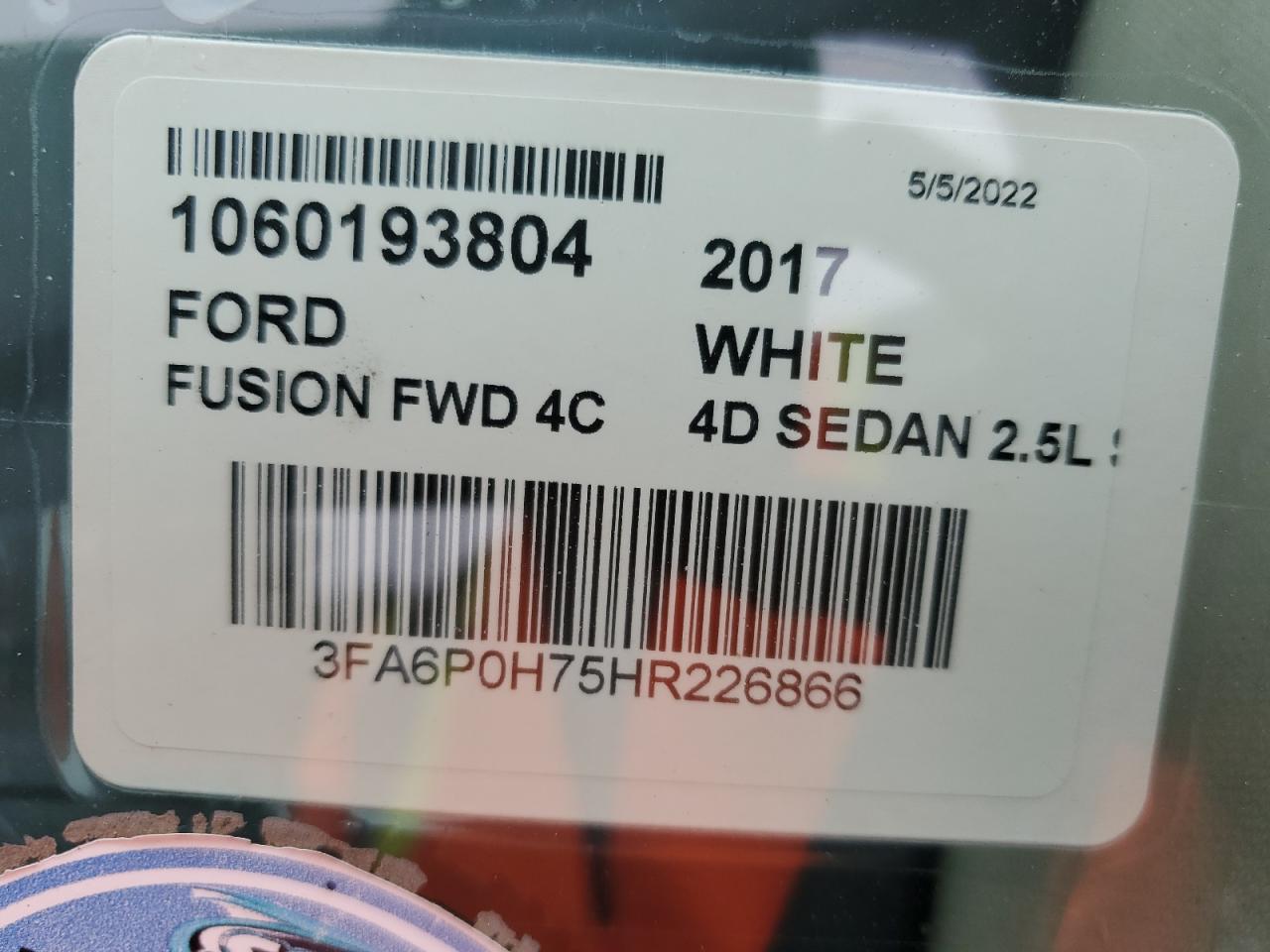 2017 Ford Fusion Se VIN: 3FA6P0H75HR226866 Lot: 89898775