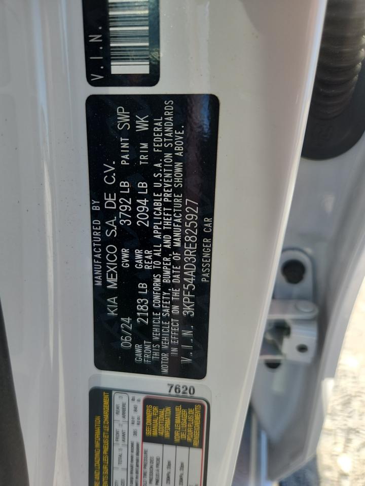 2024 Kia Forte Gt Line VIN: 3KPF54AD3RE825927 Lot: 87237825