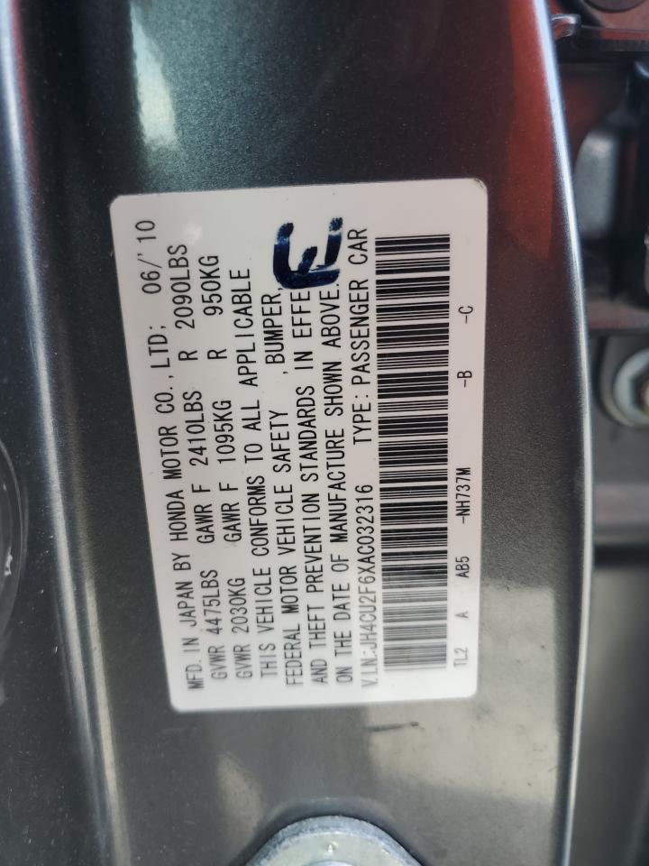 2010 Acura Tsx VIN: JH4CU2F6XAC032316 Lot: 82335465