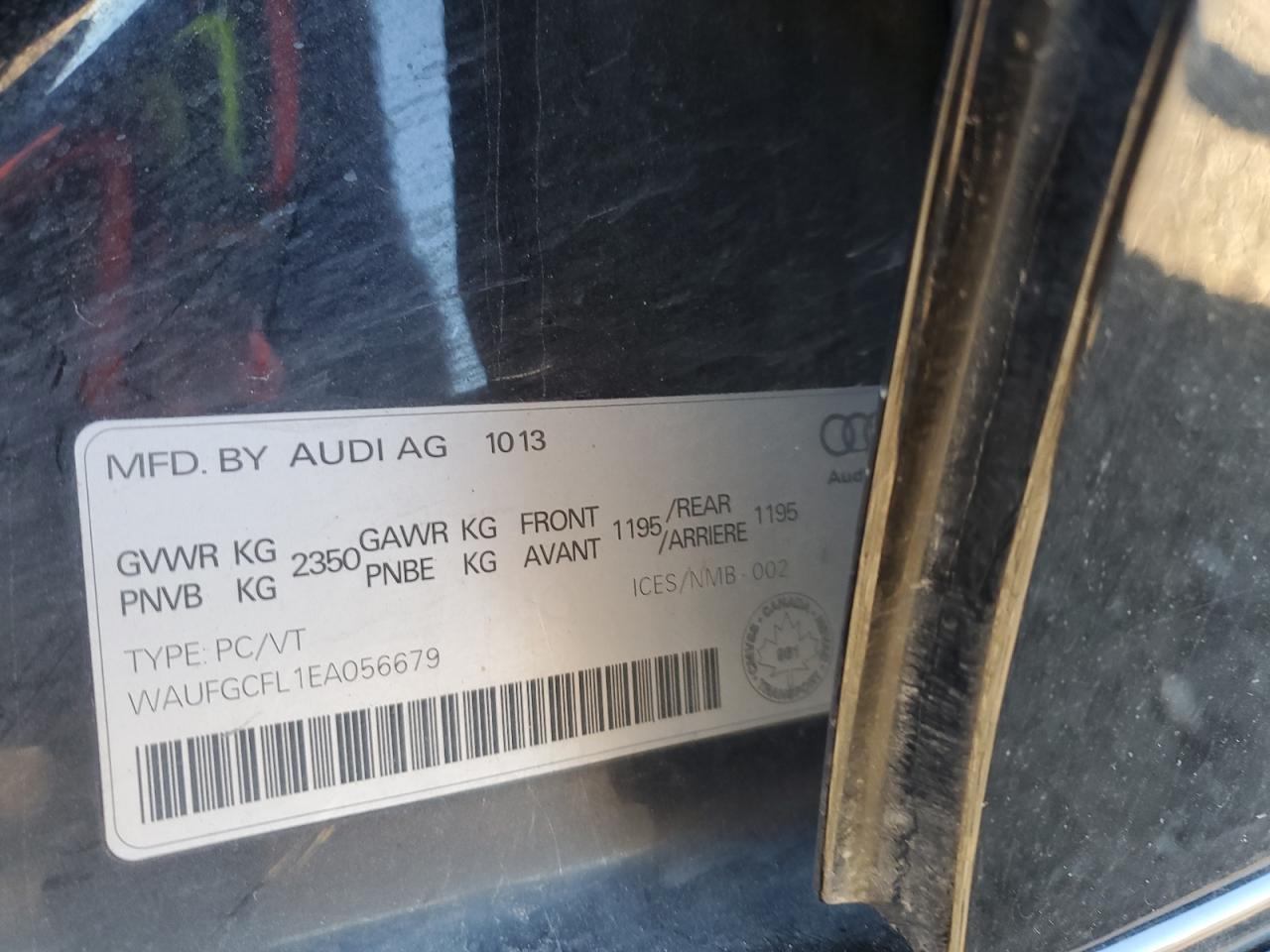 2014 Audi S4 Premium VIN: WAUFGCFL1EA056679 Lot: 85919935