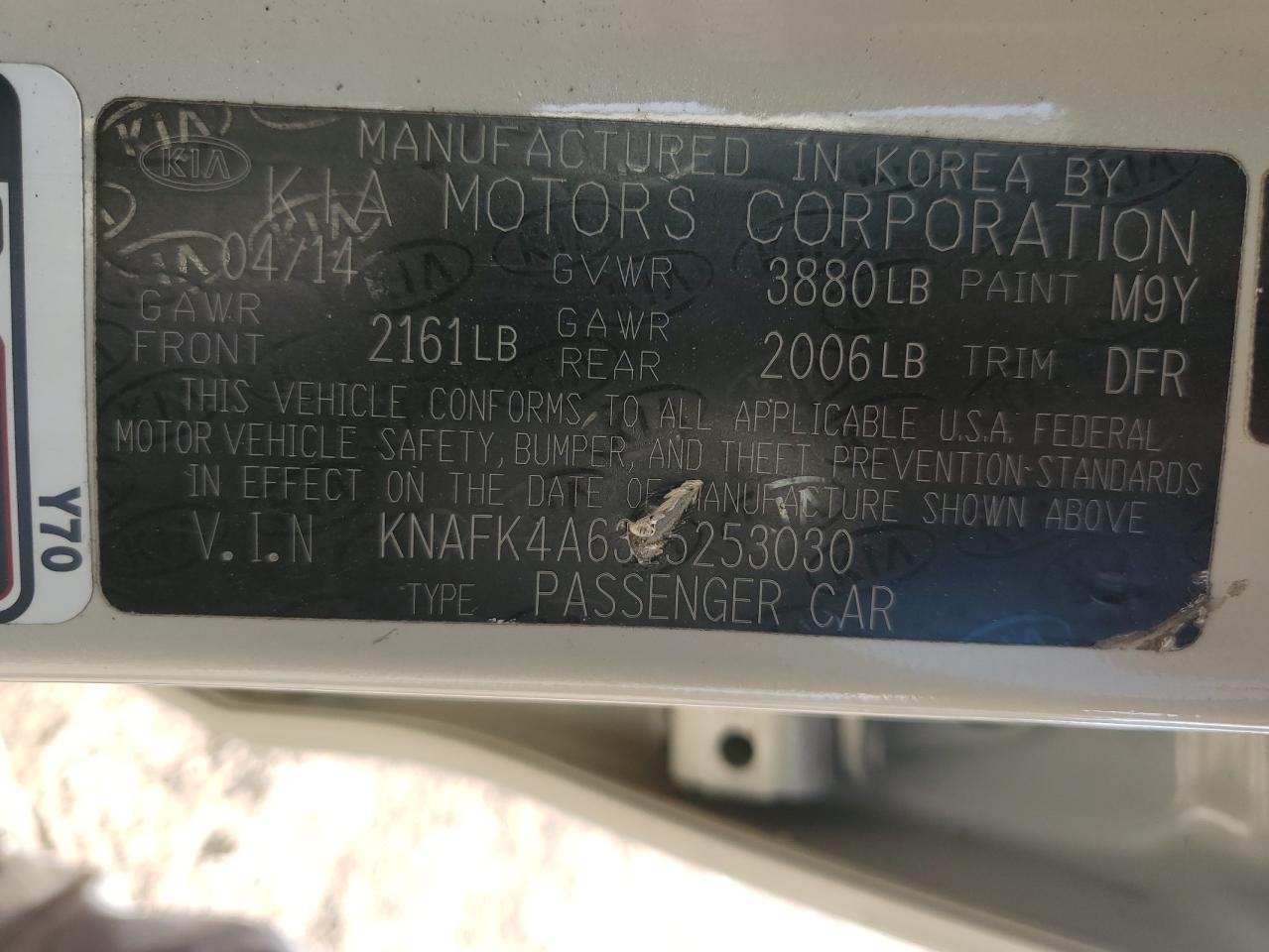 2014 Kia Forte Lx VIN: KNAFK4A63E5253030 Lot: 86238805