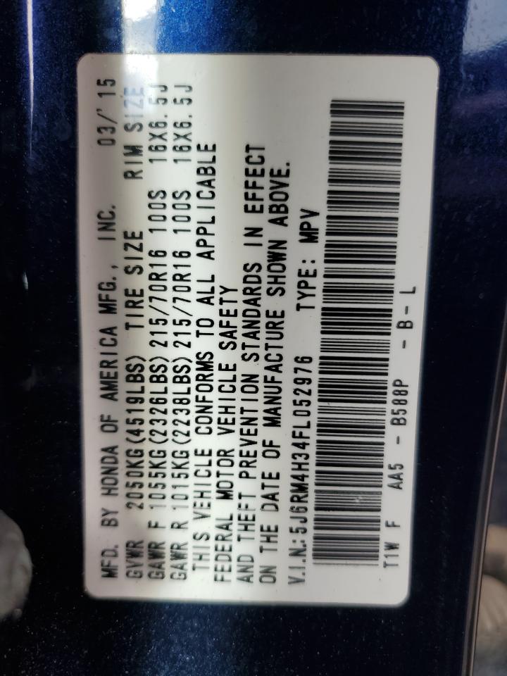 2015 Honda Cr-V Lx VIN: 5J6RM4H34FL052976 Lot: 85756225