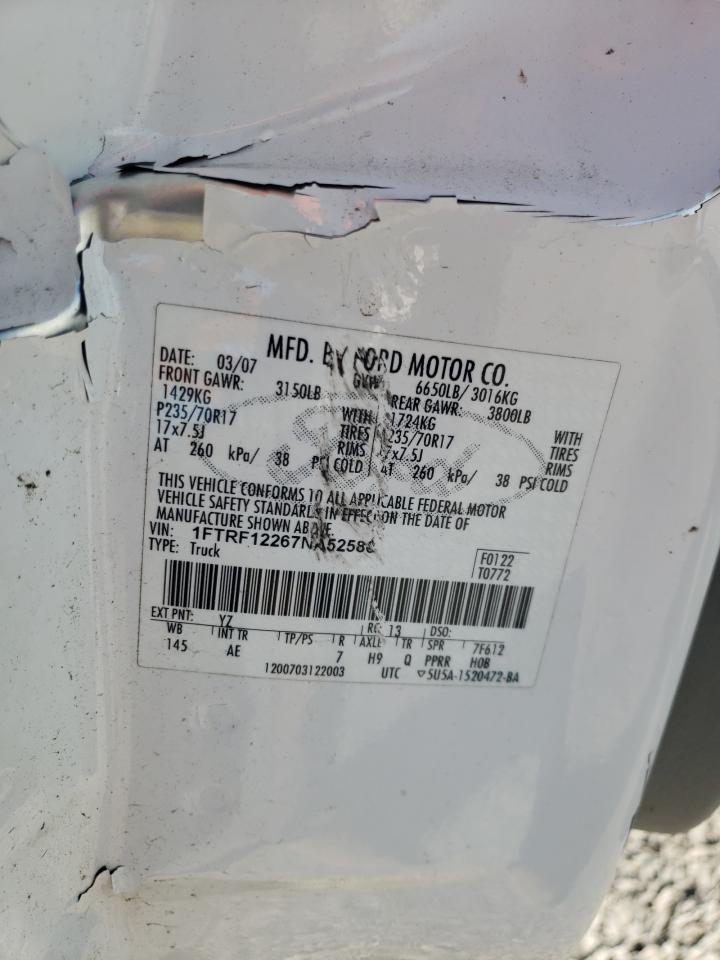 2007 Ford F150 VIN: 1FTRF12267NA52580 Lot: 84701715