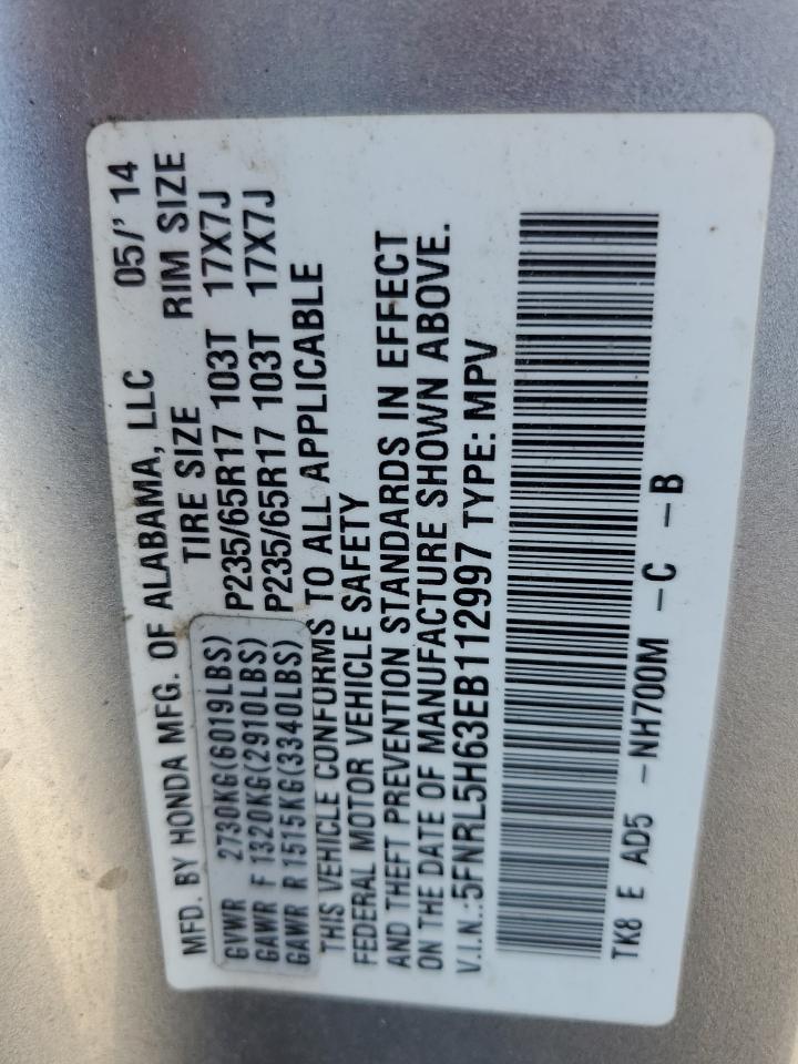 2014 Honda Odyssey Exl VIN: 5FNRL5H63EB112997 Lot: 82562935