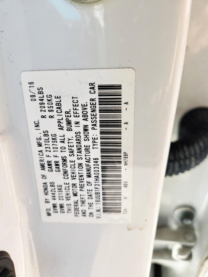 2017 Acura Tlx VIN: 19UUB1F31HA003046 Lot: 90098865