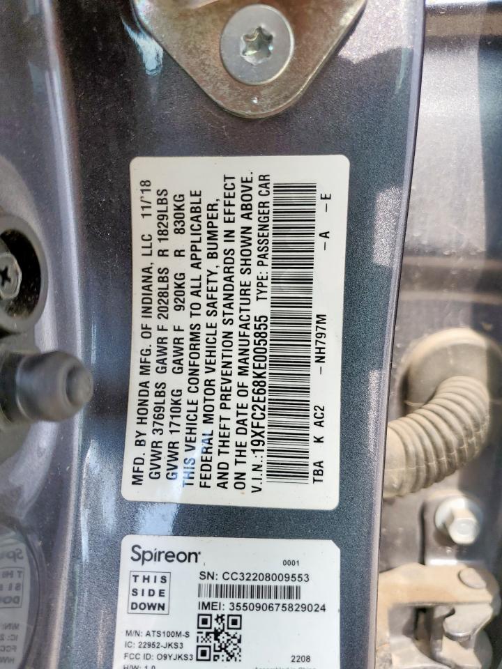 2019 Honda Civic Lx VIN: 19XFC2E68KE005855 Lot: 90366935