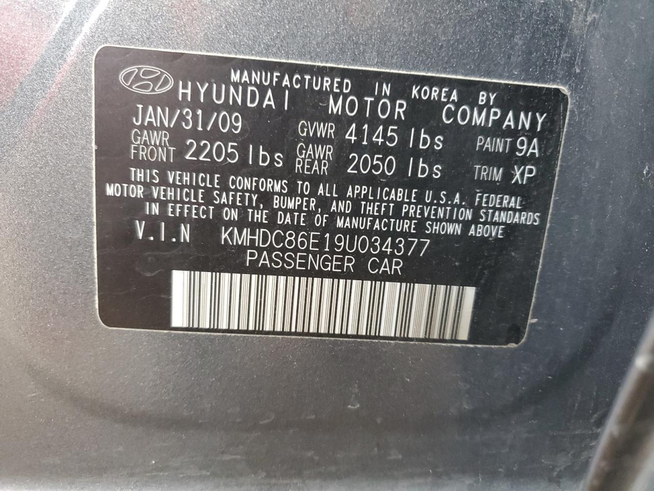 2009 Hyundai Elantra Touring VIN: KMHDC86E19U034377 Lot: 81882695