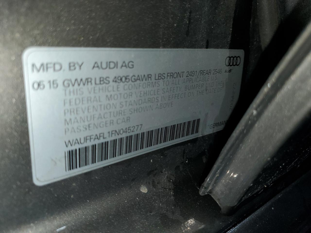 2015 Audi A4 Premium Plus VIN: WAUFFAFL1FN045277 Lot: 84727675