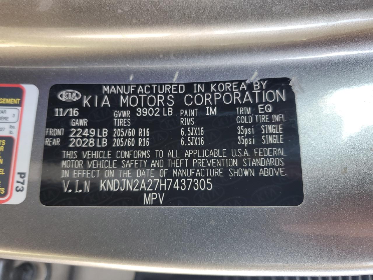 2017 Kia Soul VIN: KNDJN2A27H7437305 Lot: 82402895