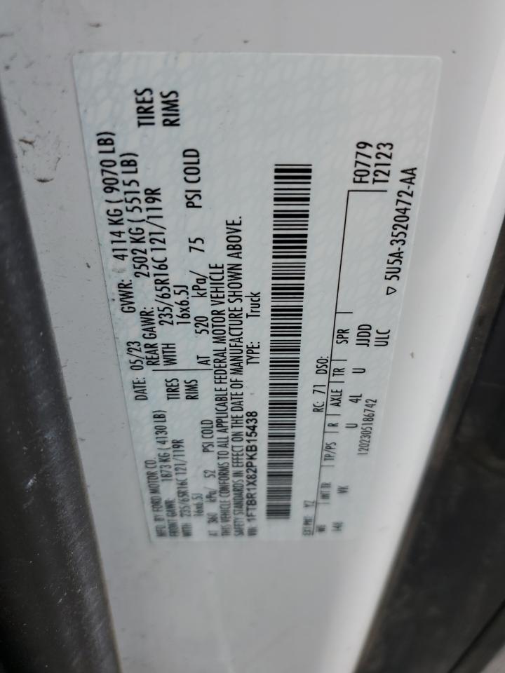 2023 Ford Transit T-250 VIN: 1FTBR1X82PKB15438 Lot: 86118605
