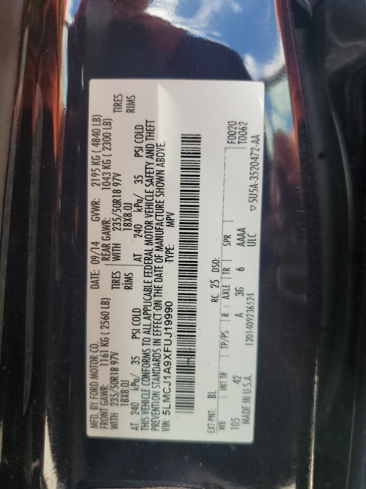 2015 Lincoln Mkc VIN: 5LMCJ1A9XFUJ19990 Lot: 82416855