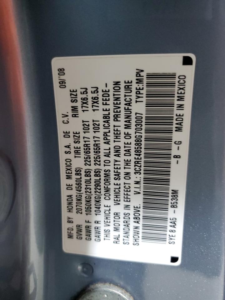 2008 Honda Cr-V Ex VIN: 3CZRE48588G703007 Lot: 87045765