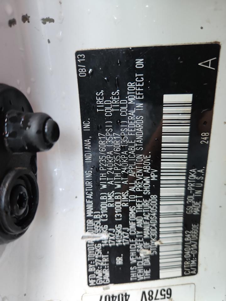 2013 Toyota Sienna Xle VIN: 5TDYK3DC4DS405008 Lot: 84194585