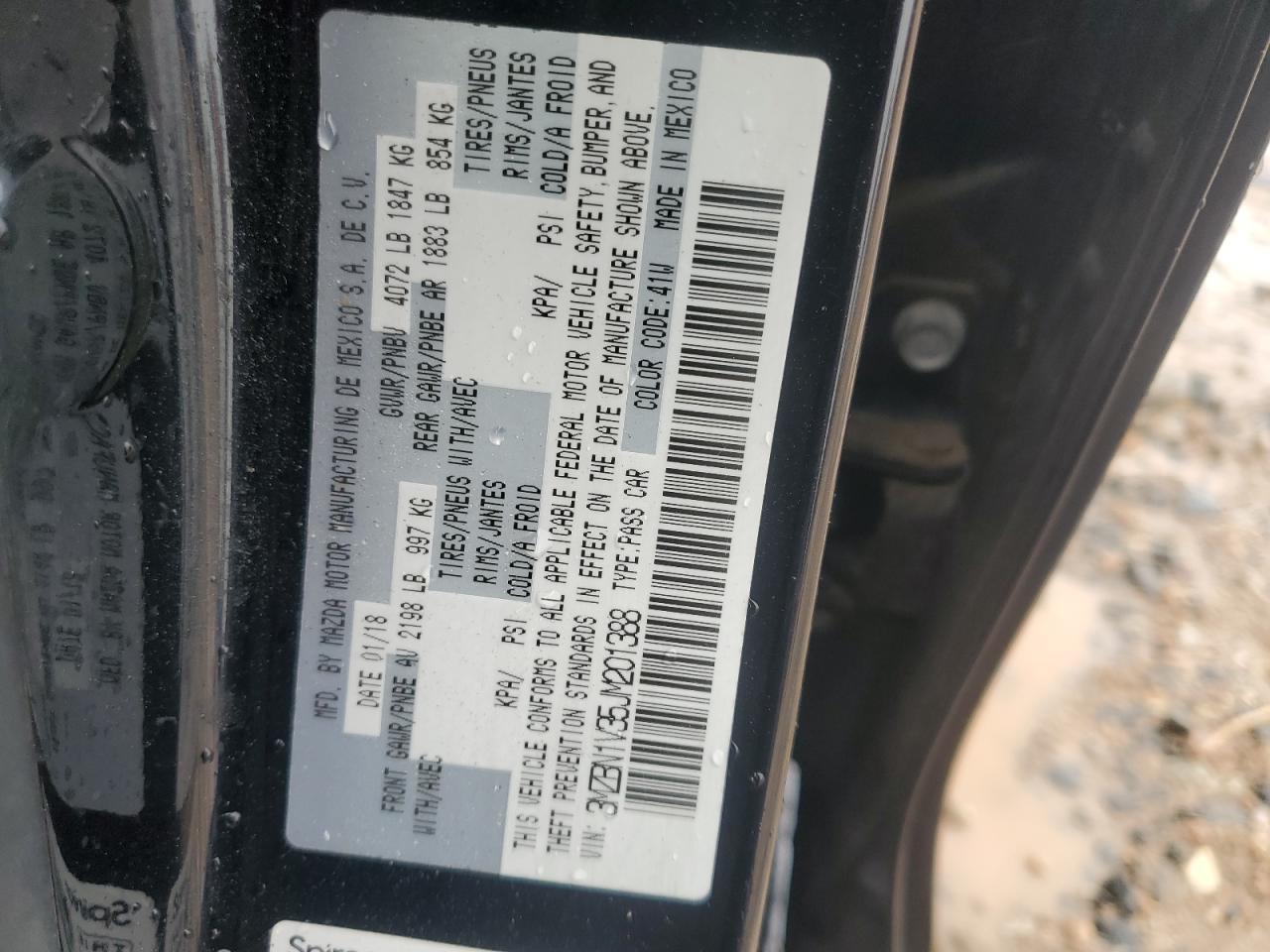 2018 Mazda 3 Touring VIN: 3MZBN1V35JM201388 Lot: 82749705