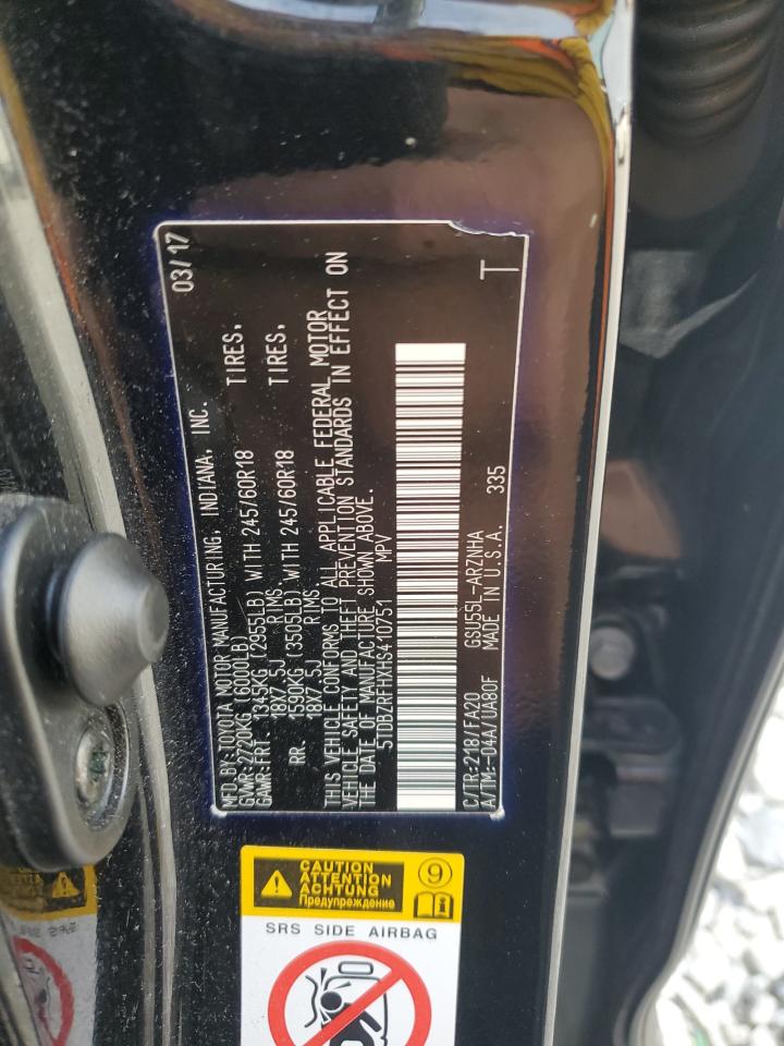 2017 Toyota Highlander Le VIN: 5TDBZRFHXHS410751 Lot: 85766865