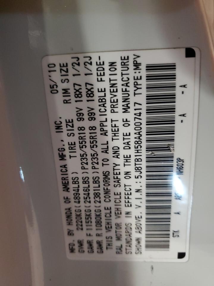 2010 Acura Rdx Technology VIN: 5J8TB1H58AA007417 Lot: 85934535