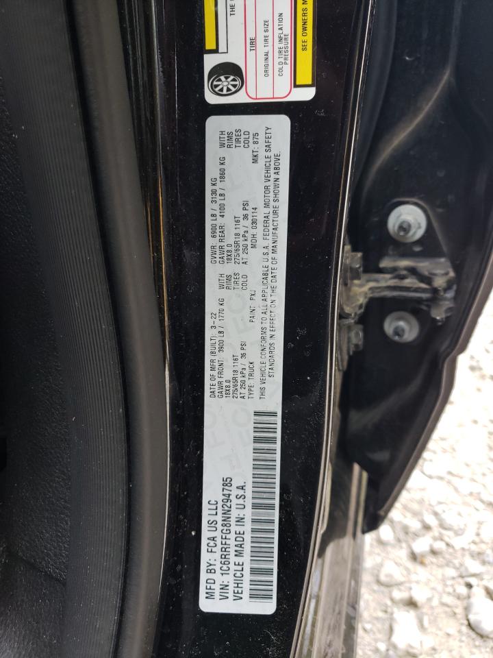 2022 Ram 1500 Big Horn/Lone Star VIN: 1C6RRFFG8NN294785 Lot: 86340715