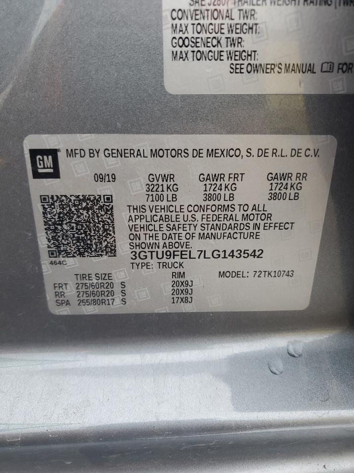 2020 GMC Sierra K1500 Denali VIN: 3GTU9FEL7LG143542 Lot: 82455565
