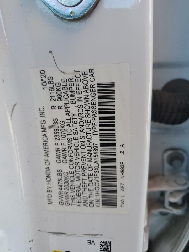 2020 Honda Accord Sport VIN: 1HGCV1F3XLA154897 Lot: 84931305