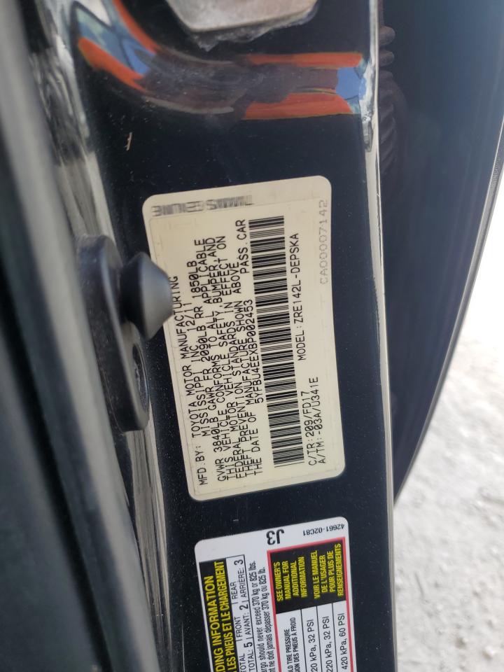 2011 Toyota Corolla Base VIN: 5YFBU4EEXBP002453 Lot: 84273805