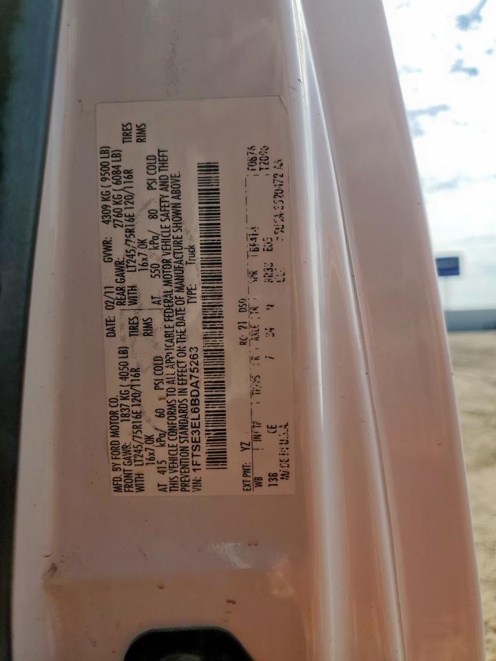 2011 Ford Econoline E350 Super Duty Van VIN: 1FTSE3EL6BDA75263 Lot: 84939245