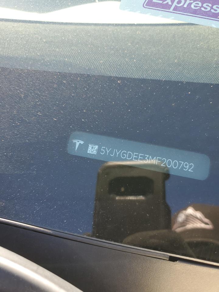 2021 Tesla Model Y VIN: 5YJYGDEE3MF200792 Lot: 85527735