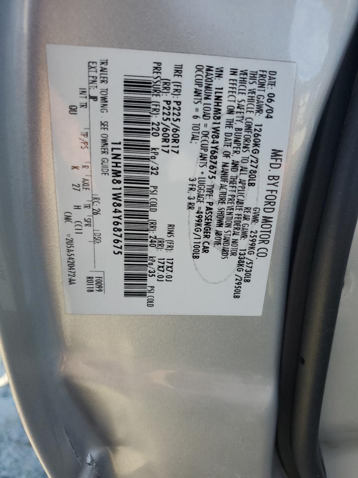 2004 Lincoln Town Car Executive VIN: 1LNHM81W84Y687675 Lot: 90721985