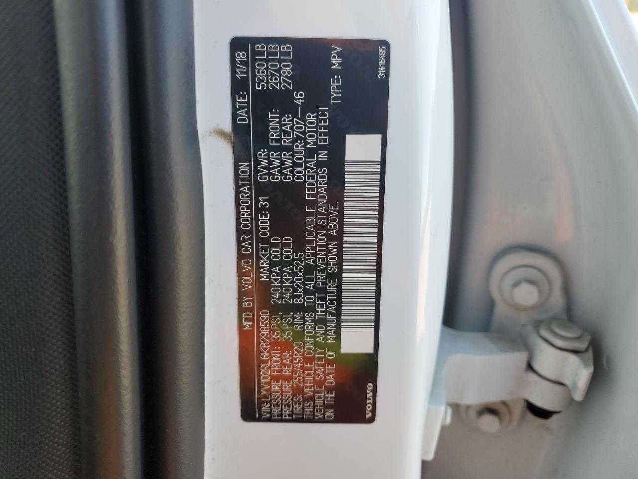 2019 Volvo Xc60 T5 Inscription VIN: LYV102RL6KB298590 Lot: 84775695