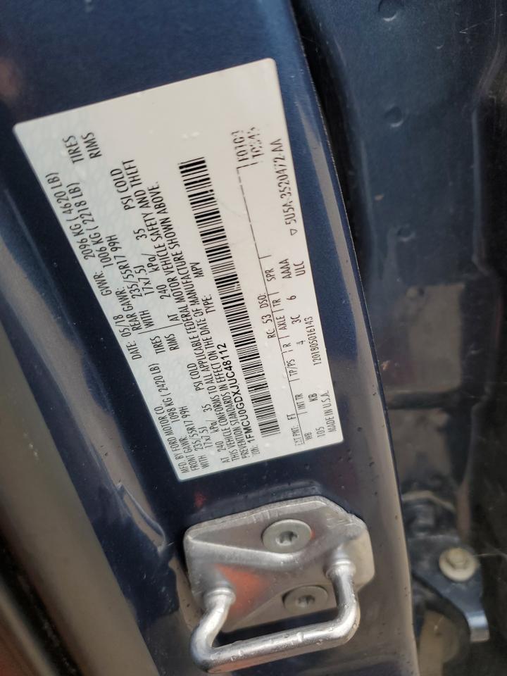 2018 Ford Escape Se VIN: 1FMCU0GDXJUC48112 Lot: 85756425