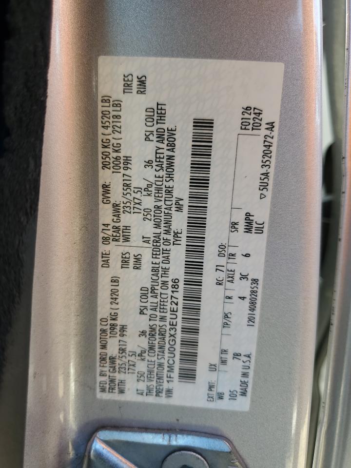 2014 Ford Escape Se VIN: 1FMCU0GX3EUE27186 Lot: 90144675