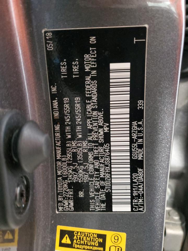 2018 Toyota Highlander Limited VIN: 5TDDZRFHXJS876405 Lot: 81381385