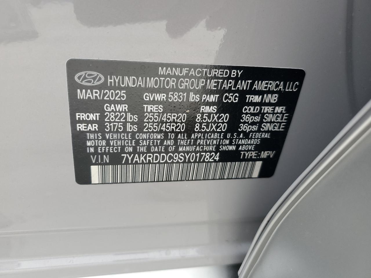 2025 Hyundai Ioniq 5 Limited VIN: 7YAKRDDC9SY017824 Lot: 82372075