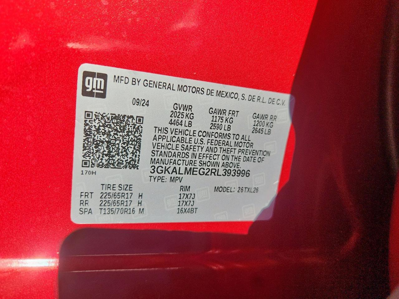 2024 GMC Terrain Sle VIN: 3GKALMEG2RL393996 Lot: 84753285