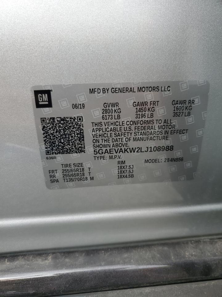 2020 Buick Enclave Essence VIN: 5GAEVAKW2LJ108988 Lot: 85682525