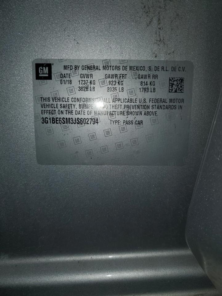 2018 Chevrolet Cruze Lt VIN: 3G1BE6SM3JS602794 Lot: 84879425