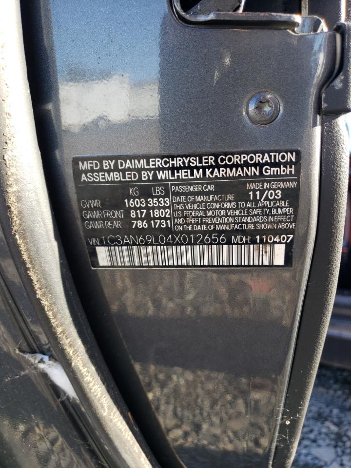 2004 Chrysler Crossfire Limited VIN: 1C3AN69L04X012656 Lot: 85875495