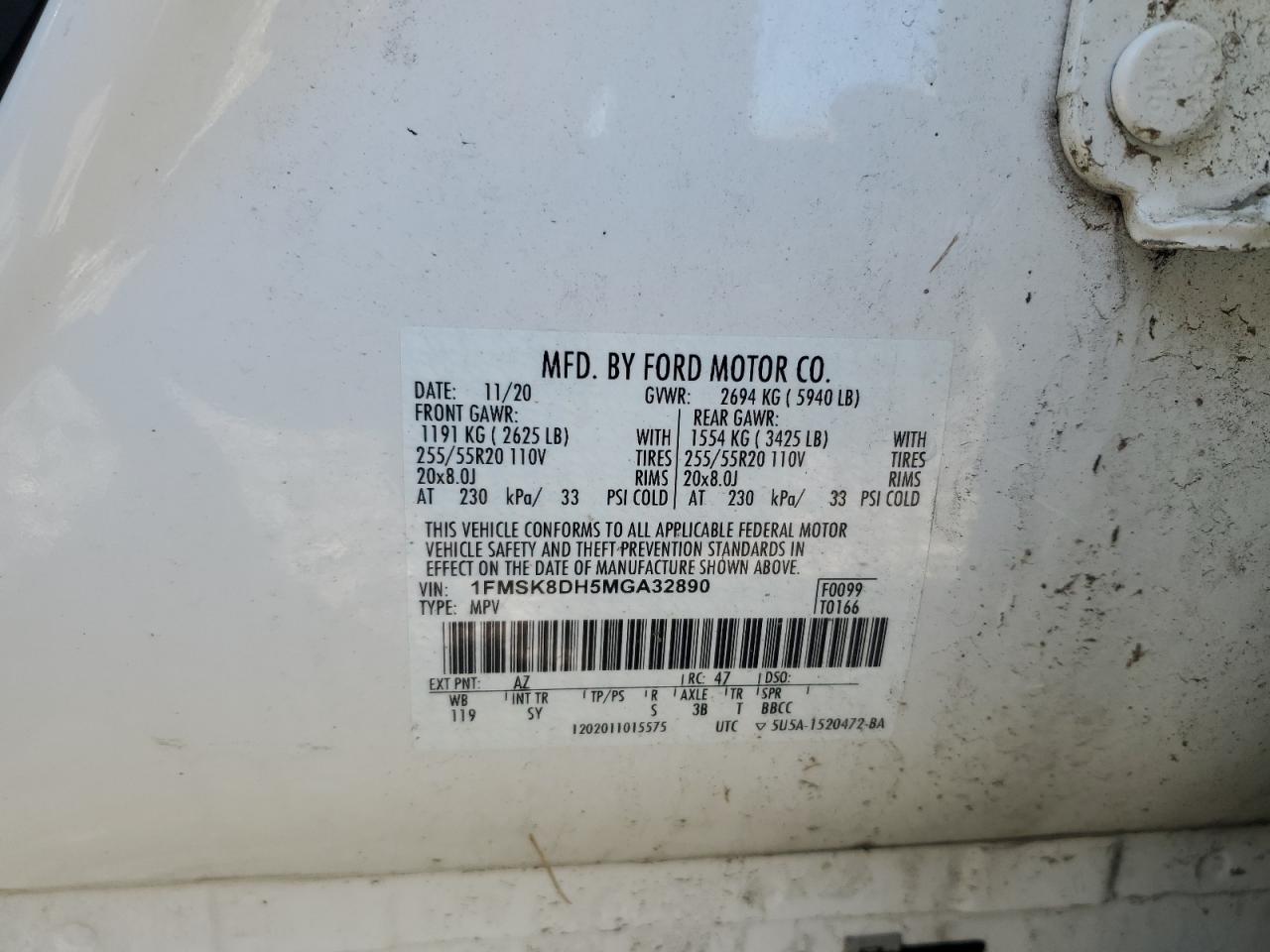 2021 Ford Explorer Xlt VIN: 1FMSK8DH5MGA32890 Lot: 82369615