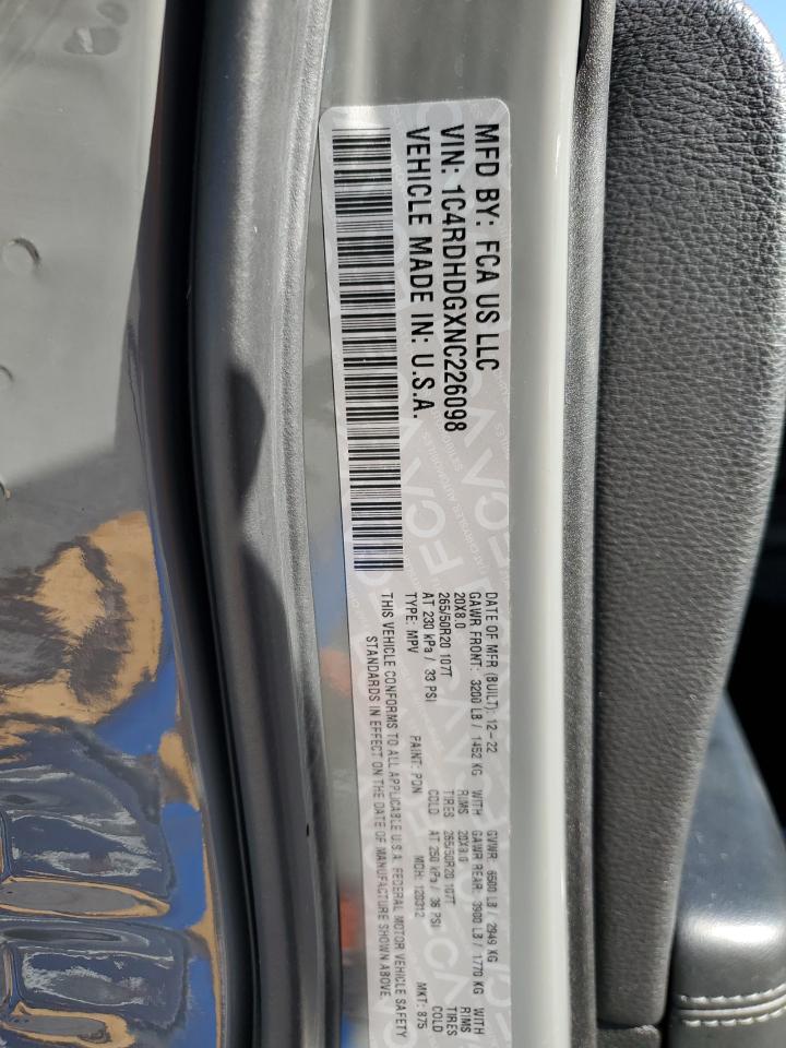 2022 Dodge Durango Gt VIN: 1C4RDHDGXNC226098 Lot: 86501745