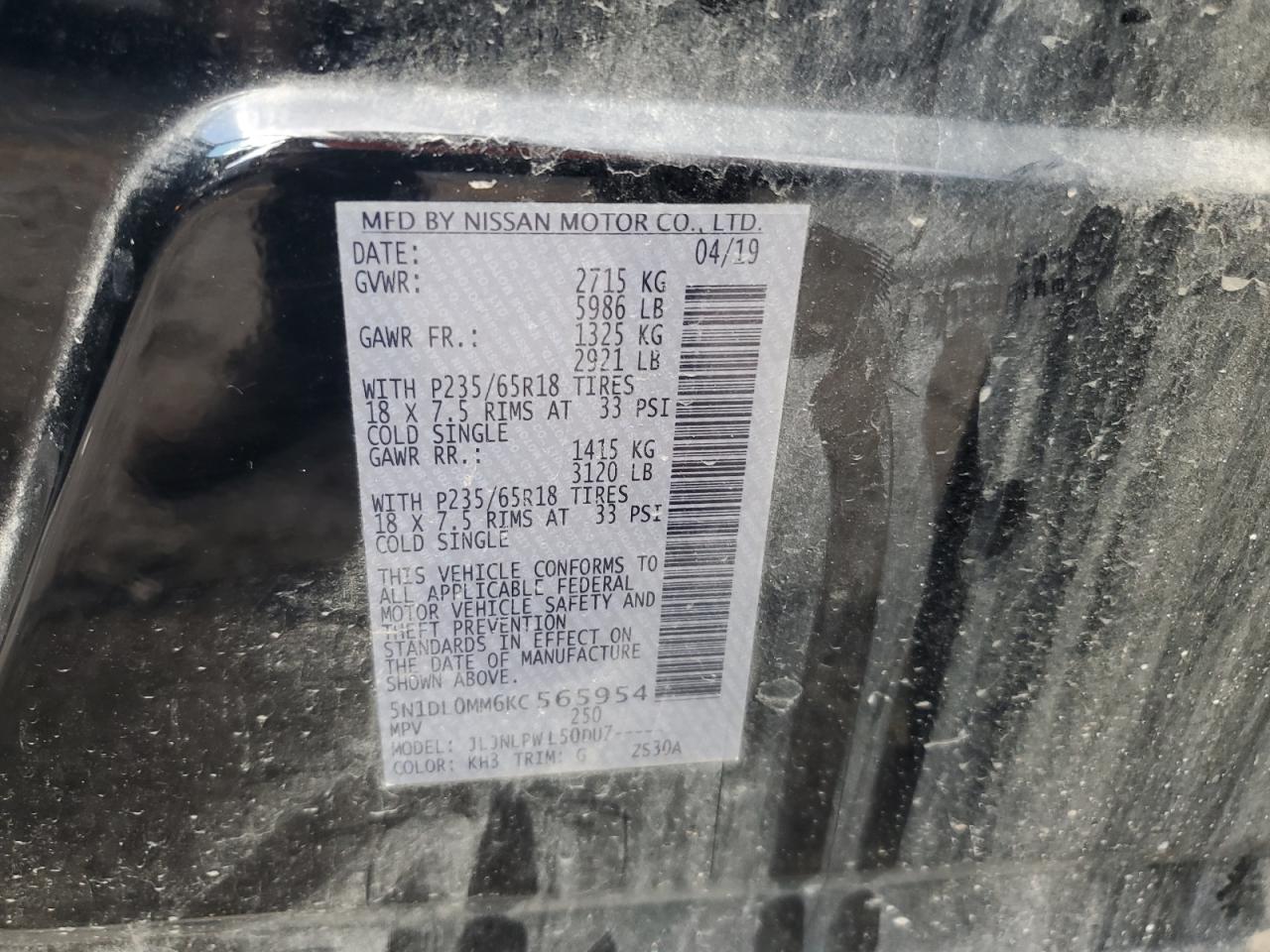 2019 Infiniti Qx60 Luxe VIN: 5N1DL0MM6KC565954 Lot: 90580455