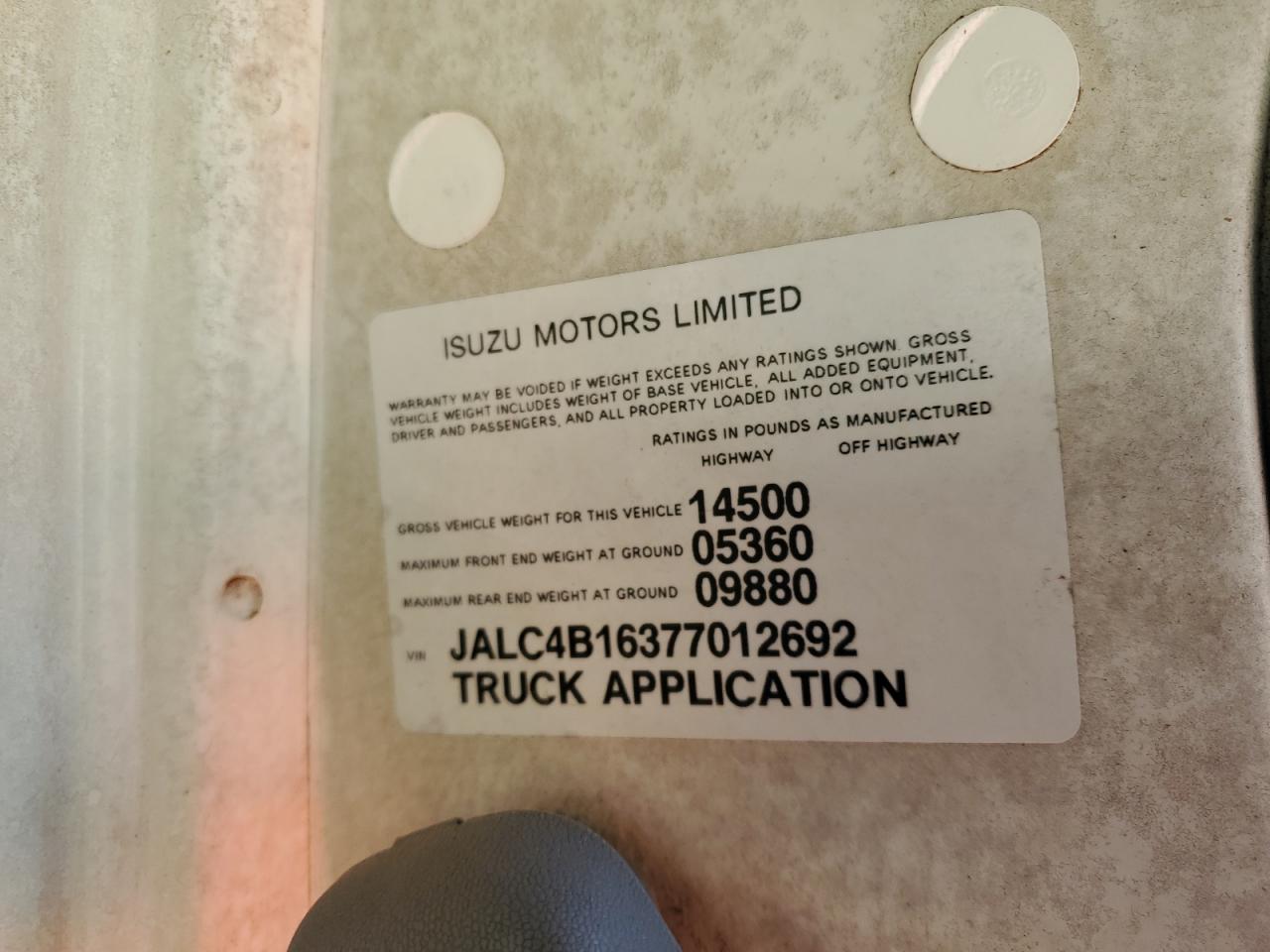 2007 Isuzu Npr VIN: JALC4B16377012692 Lot: 86241485