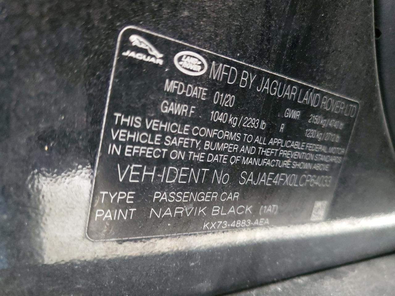 2020 Jaguar Xe S VIN: SAJAE4FX0LCP64033 Lot: 87240595