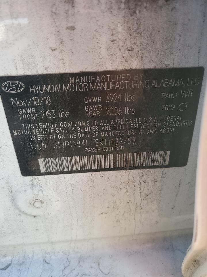 2019 Hyundai Elantra Sel VIN: 5NPD84LF5KH432753 Lot: 90699225