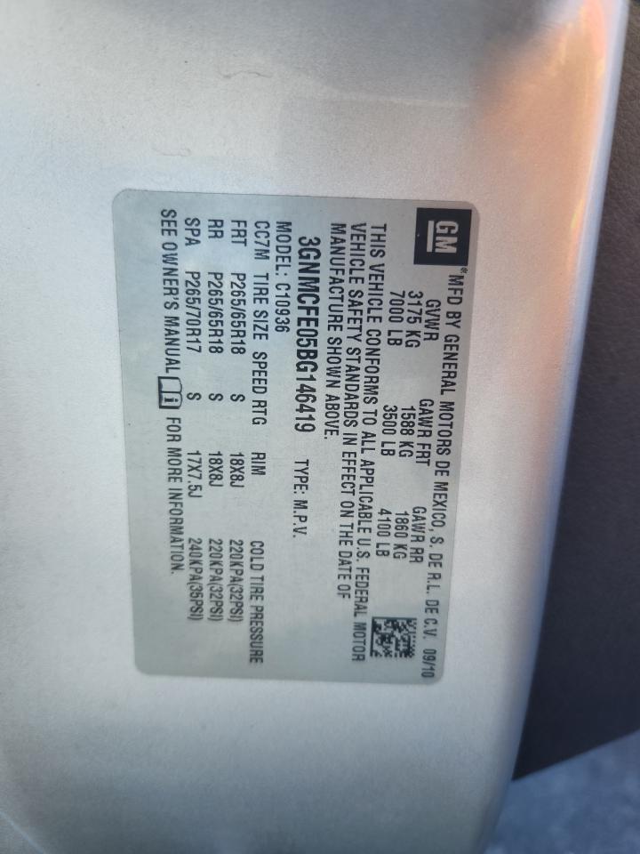 2011 Chevrolet Avalanche Lt VIN: 3GNMCFE05BG146419 Lot: 82744685