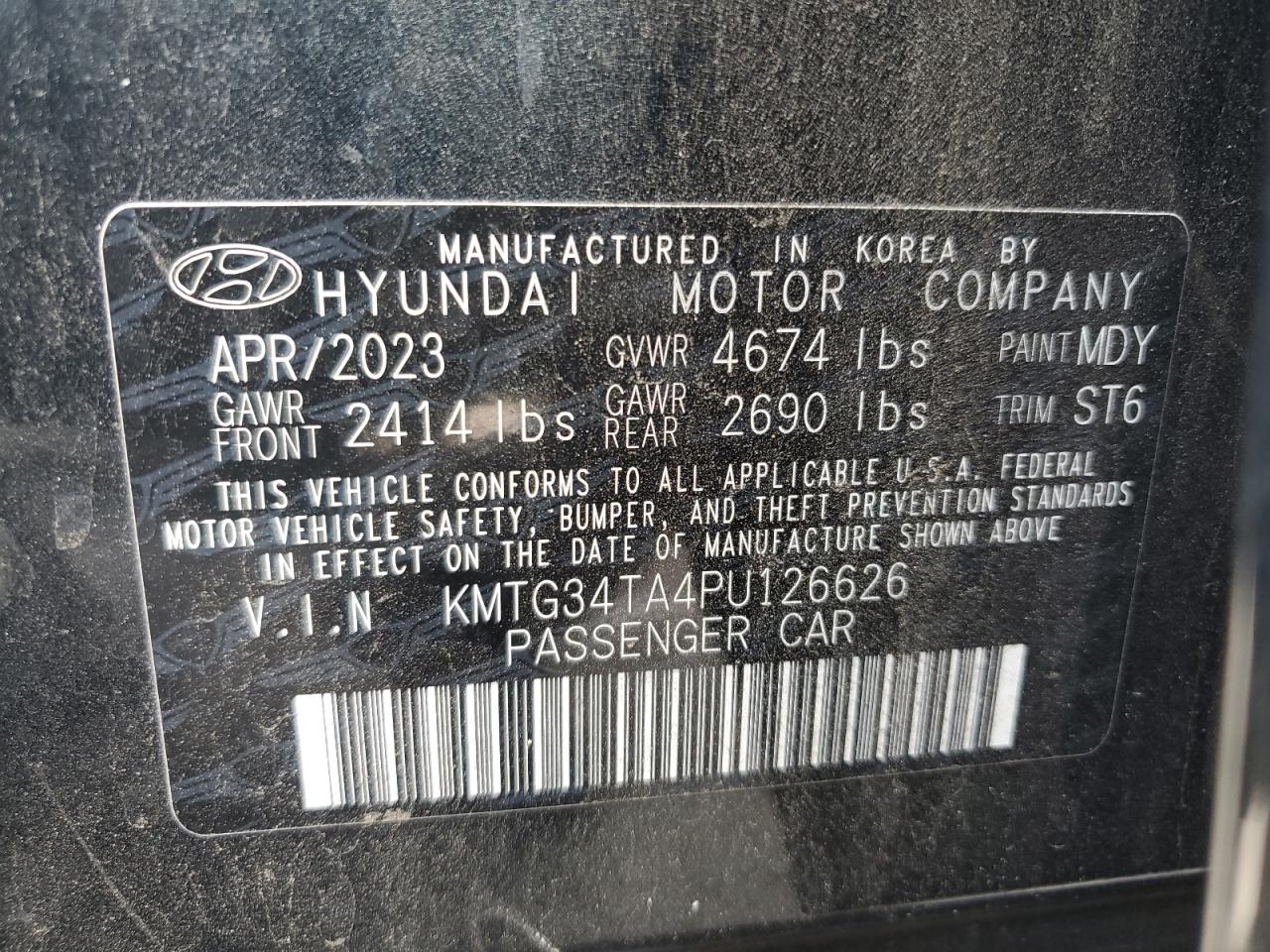 2023 Genesis G70 Base VIN: KMTG34TA4PU126626 Lot: 82369565