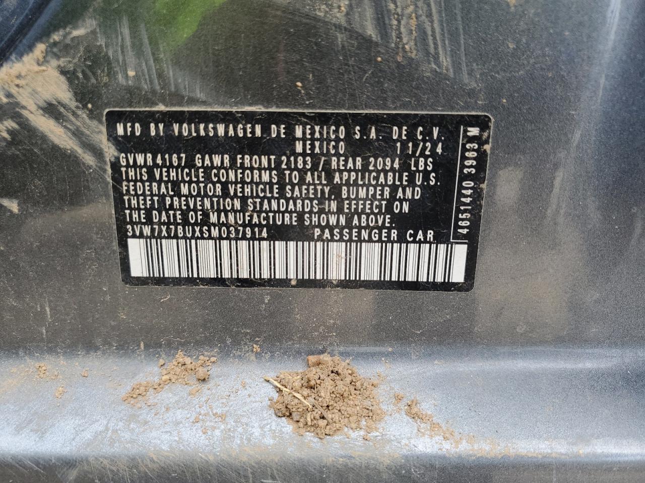 2025 Volkswagen Jetta Se VIN: 3VW7X7BUXSM037914 Lot: 85006755