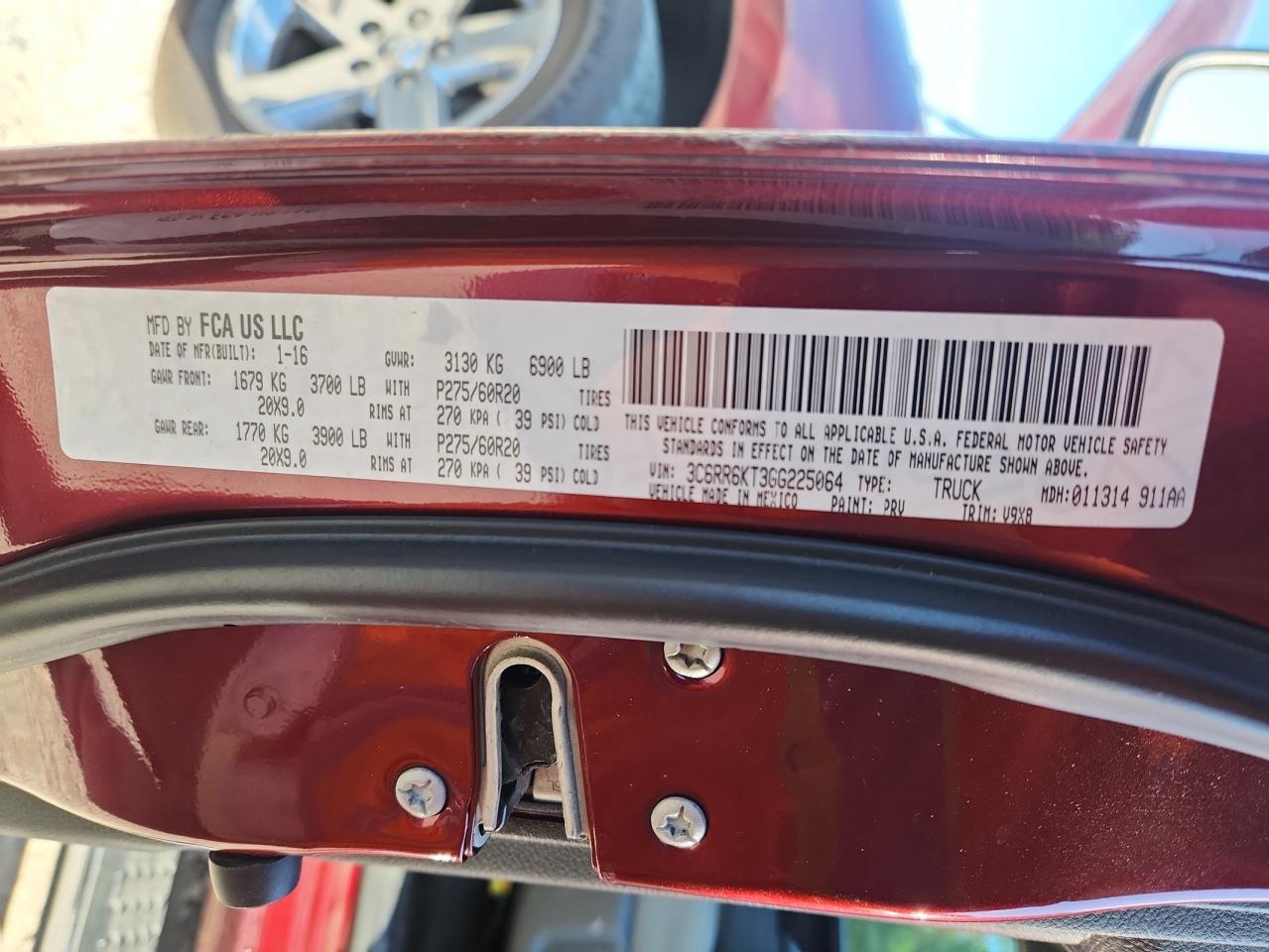 2016 Ram 1500 St VIN: 3C6RR6KT3GG225064 Lot: 84223805